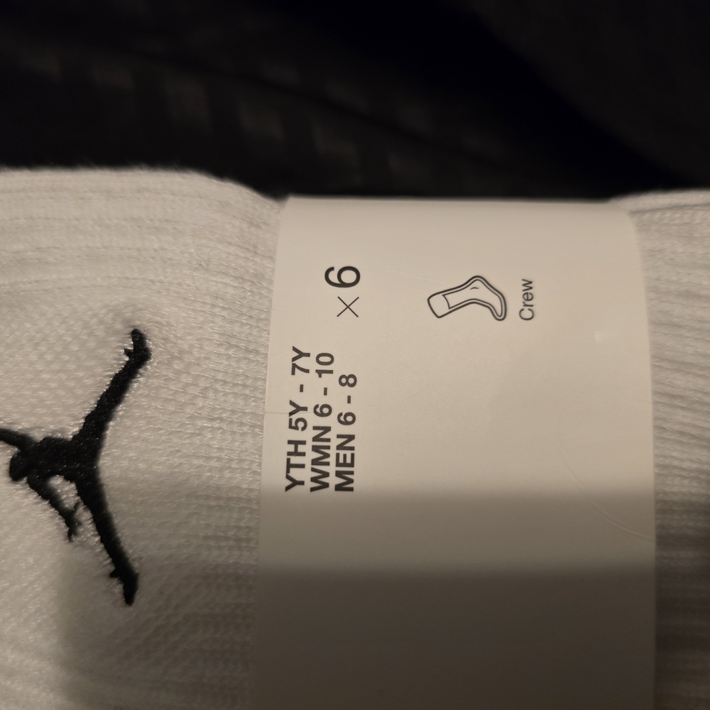 Jordan White Cushioned Crew Socks - 6 Pack - Picture 3 of 3